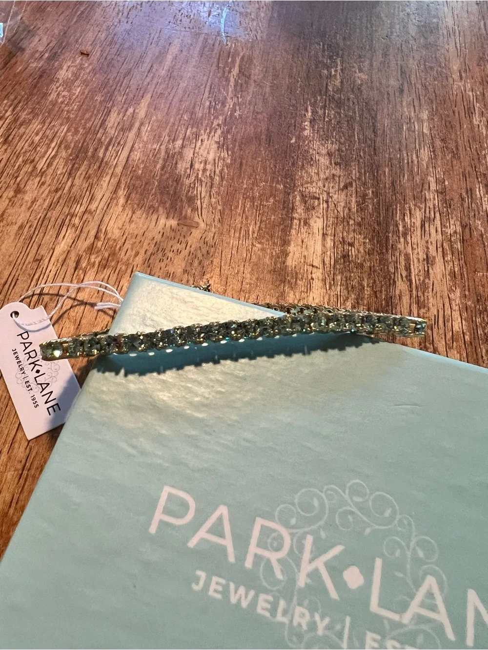 Park Lane SEAFOAM Micro Impression Bracelet, Light Green Crystal CZs, 7”+2”, NWT